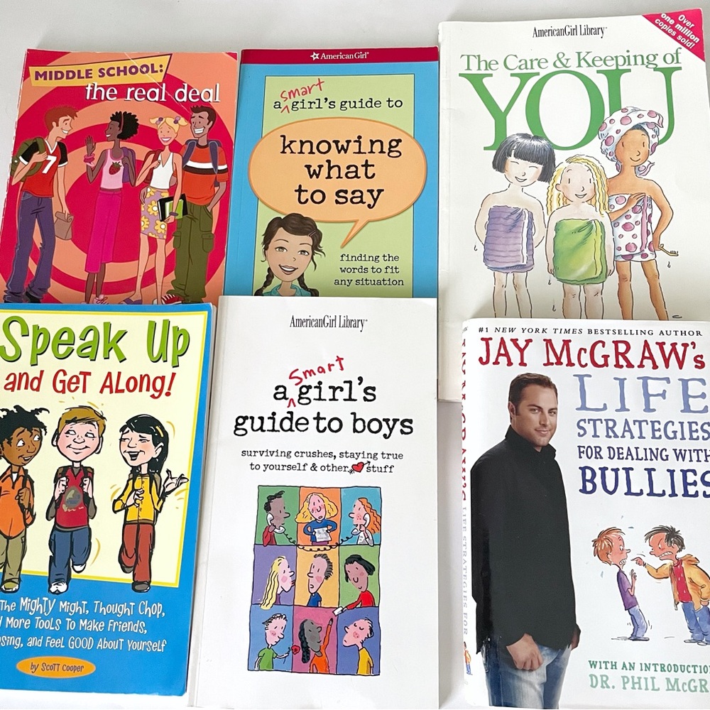 Stack of 6 Books for Teen and Tween Girls in Middle School on Relationships